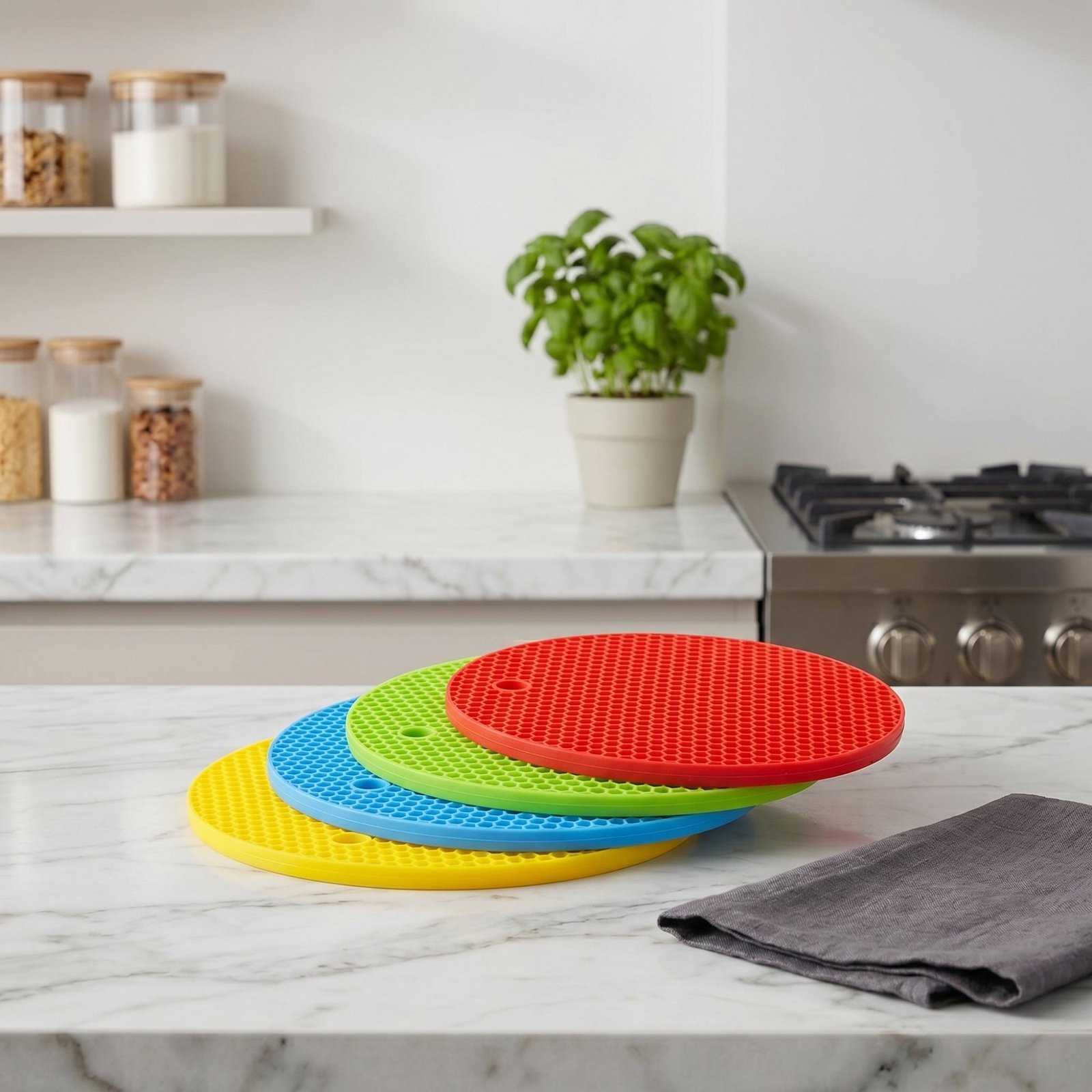 Round Silicon Hot Mat (set of 4) - VRTAJ Kitchen Product